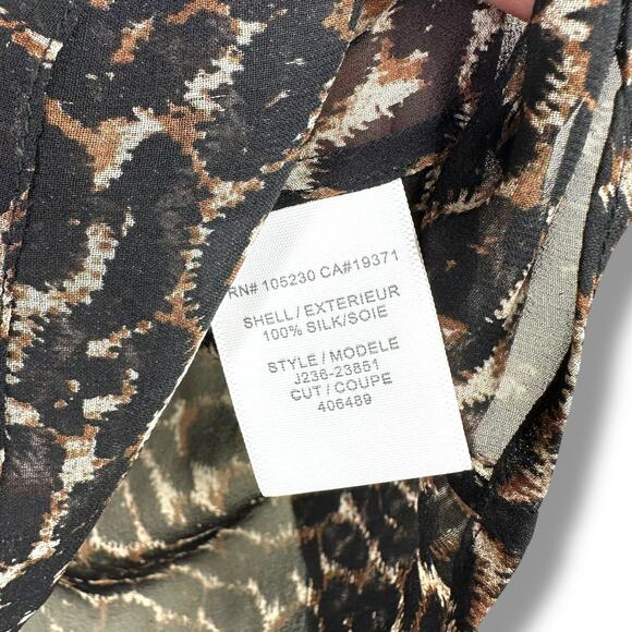 Joie Adana Leopard Print Silk Sheer Chiffon V-Neck Double Front Pocket Blouse XS - Picture 5 of 6